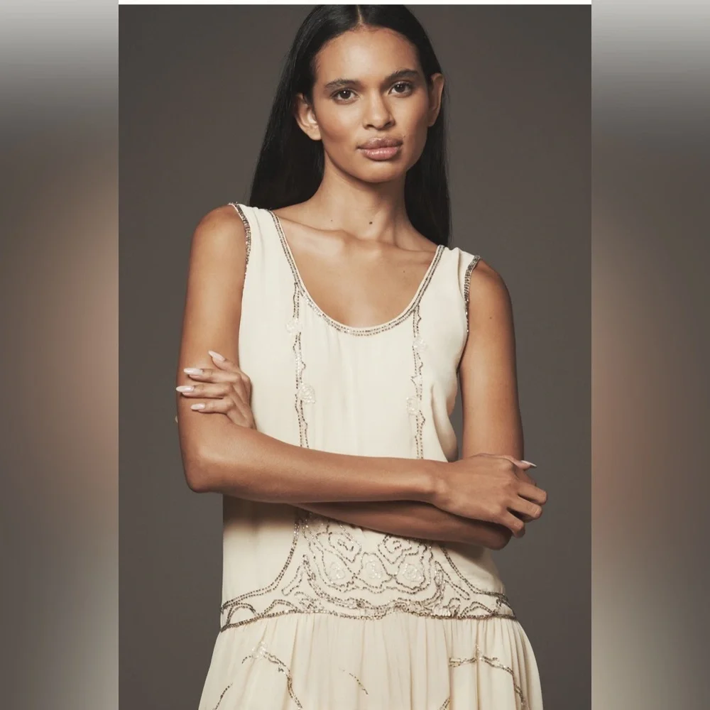 By Anthropologie Sleeveless Embellished Romper - Picture 4 of 4
